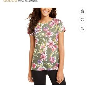Ideology women floral key hole top size m new